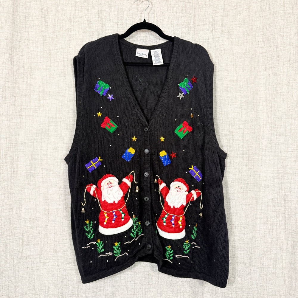 Bobbie Brooks Christmas Sweater Vest 26W/28W Santa Ugly Festive Kitsch Grandma